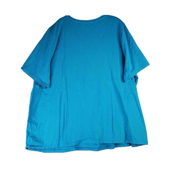 Catherines Shirt Women's Plus Size 3X Blue Short Sleeve Pullover Embellish Neck - Picture 2 of 7